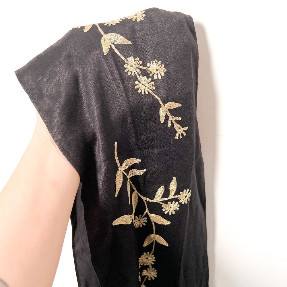 Black and Gold Floral Cotton Fashion Scarf